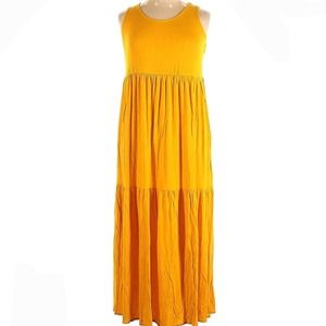 NWT Jessica London Sleeveless Tiered Shift Dress Mustard Yellow Size 14W